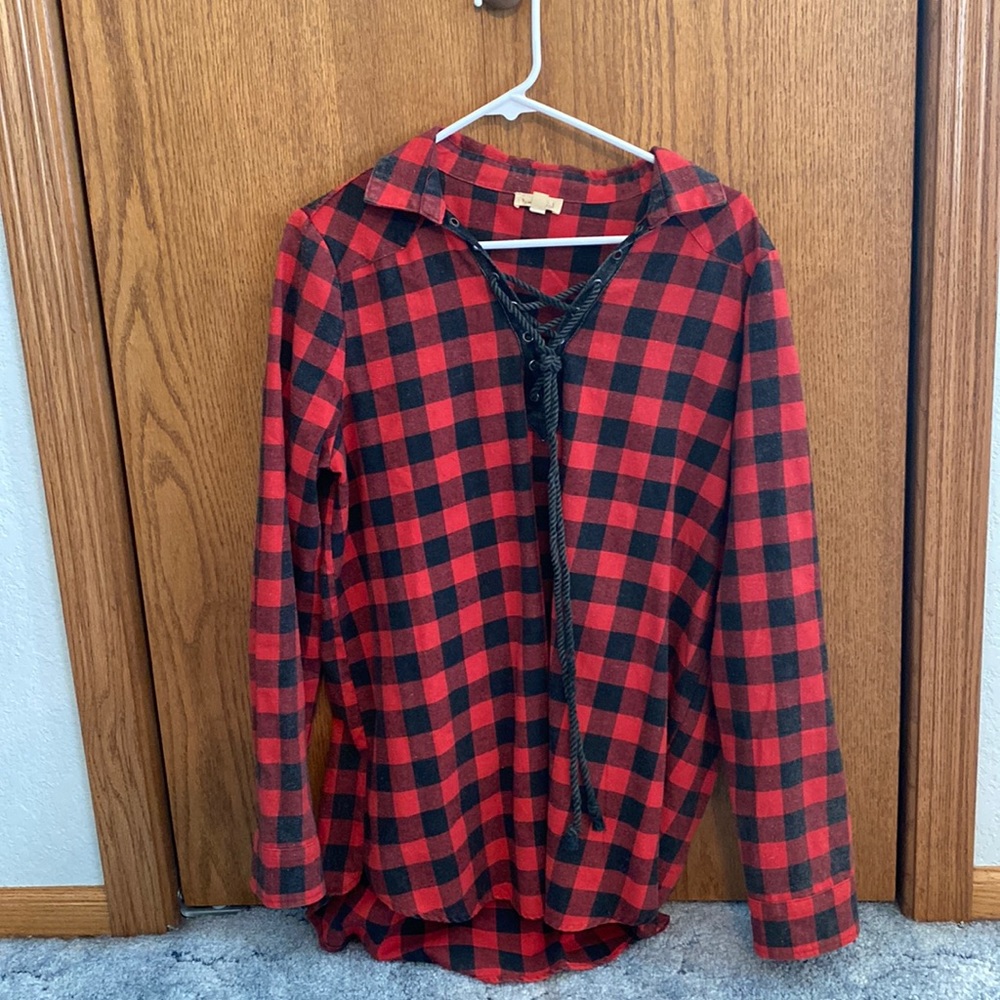Plaid long sleeve tunic